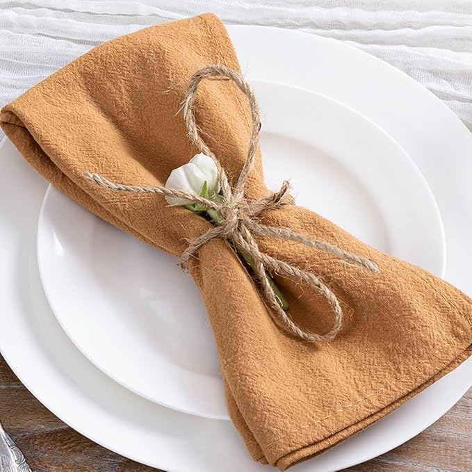 MLMC 8 Pack Mauve Pink Cloth Napkins Rustic Washable Cotton Linen Napkins Set of 8 17"x17" Reusable Dinner Napkins Cloth for Wedding Bridal Shower Tea Party Picinc Everyday Use