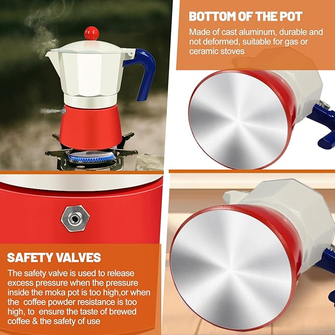 DITOSH 6 Cup Aluminum Espresso Stovetop Moka Pot Express Coffee Maker Percolator Italian Classic Mocha Coffee Machine for Italian and Cuban Cafe Brewing for Home Camping 300ml