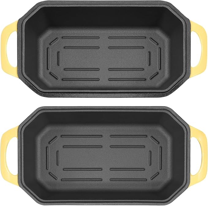 Flavehc Bread Pan Cast Iron Loaf Pan with Lid Bread Loaf Pan 9x5 Inch Loaf Pan Enameled Cast Iron Sourdough Loaf Pan, Yellow
