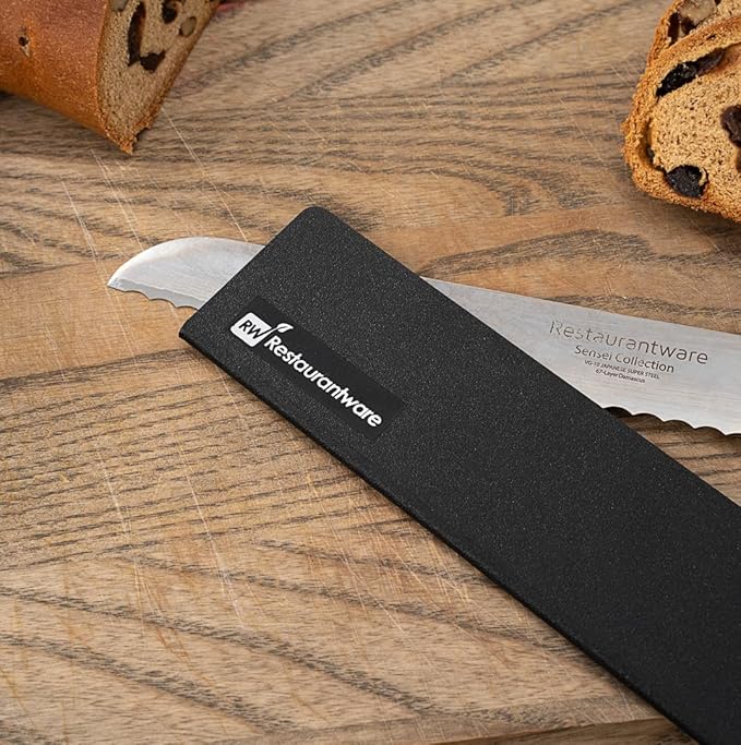 Sensei 12 x 2 Inch Knife Sleeve, 1 Knife Protector - Fits Chef Knife, Felt Lining, Black Plastic Knife Blade Guard, Durable, Cut-Proof - Restaurantware