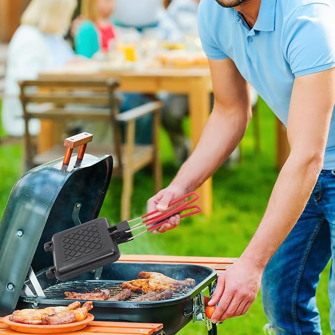 Foldable Sandwich maker, double-sided grilled cheese pan, panini press sandwich maker. It is also a friendly pie irons for camping and campfire sandwich maker.