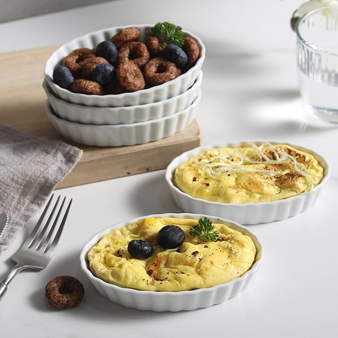 SumitlEyao 6pcs Pie Pan, Baking Pan Ceramic, Quiche Baking Dish, for Baking, Souffle Dishes, Oven Safe