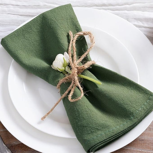 MLMC 4 Pack Olive Green Cloth Napkins Rustic Washable Cotton Linen Napkins Set of 4 17"x17" Reusable Dinner Napkins Cloth for Spring Wedding Party Gatherings Decor