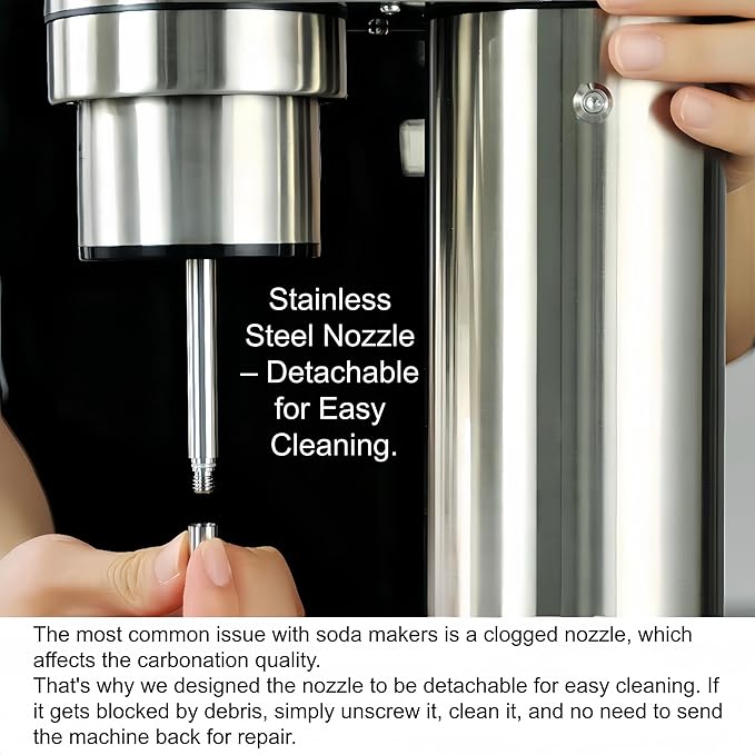 Sparkling Water Maker - 304 Stainless Steel Soda Maker, Carbonates Any Drink, Carbonator Machine with BPA Free Bottles(1L+0.5L) (CO2 Carbonator NOT Included)