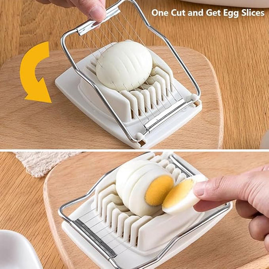 Egg Slicer for Hard Boiled Eggs, Egg Slicers with Stainless Steel Wires, Multipurpose Egg Cutter, Strawberry Slicer, Fruit Slicer Dicer for Cutting Bananas, Kiwi, Make Fruit Vegetable Salad
