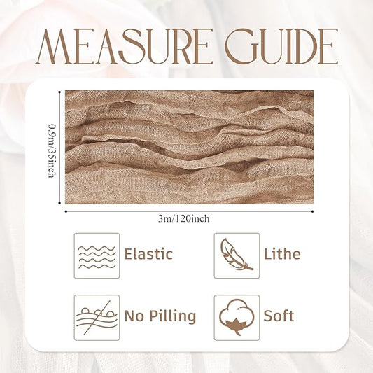 Wokceer Cheesecloth Table Runner 2Pack 10FT Nude Brown Boho Gauze Cheese Cloth Table Runner for Party Long Rustic Sheer Table Runners for Baby Bridal Shower Wedding Easter Table Decor