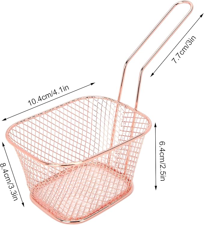 4Pcs Stainless Steel Frying Net Basket flexible design Cooking Strainer for French Fries Food Kitchen Tool(Rose gold)
