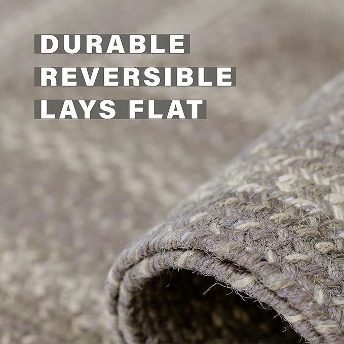 Homespice Grey Cloud Jute Braided Rug Runners 22x72 - Gray Farmhouse Kitchen Runner Rug
