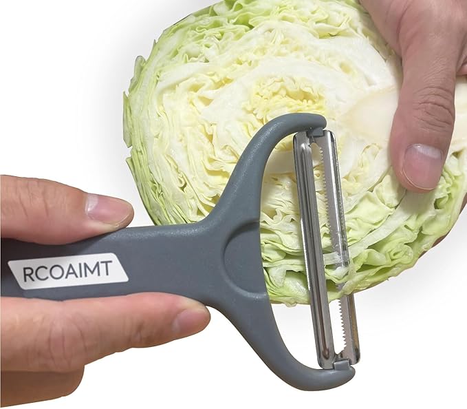 Cabbage Shredder Slicer Vegetable Peeler - Extra-Wide Stainless Steel Blade with Non-Slip Grip for Effortless Coleslaw, Salad Prep & Meal Prep - Commercial Grade Kitchen Tool