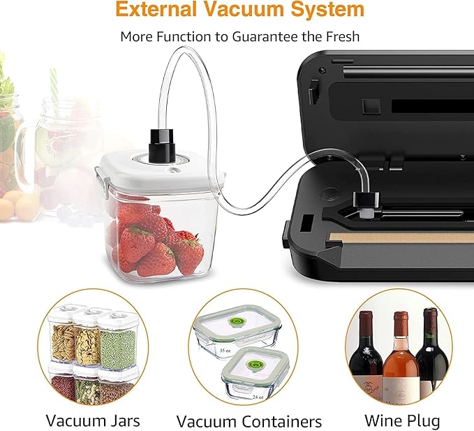 MEGAWISE Updated Vacuum Sealer Machine，MEGAWISE Food Sealer w/Starter Kit (Grey)