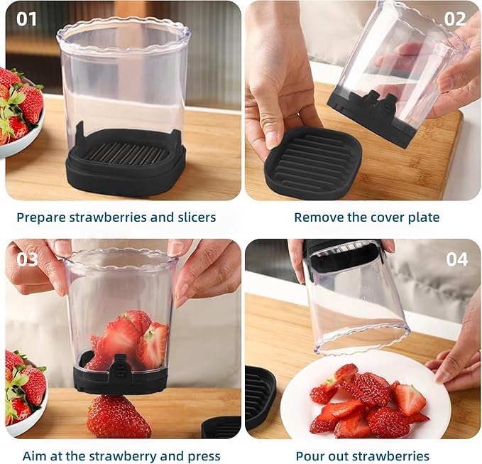 New Stainless Steel Fruit Slicer Cup, Multifunctional Speed Fruit Cutter for Strawberry, Banana, Grape & Egg – Portable Kitchen Gadget for Vegetable Cutting & Salad Prep – Must-Have Kitchen Tool