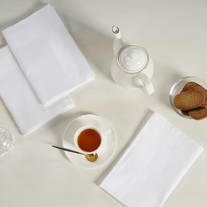 Fingercraft White Cloth Napkins Cotton High GSM Hotel Quality 20 in Oversized Set of 12 Stripe