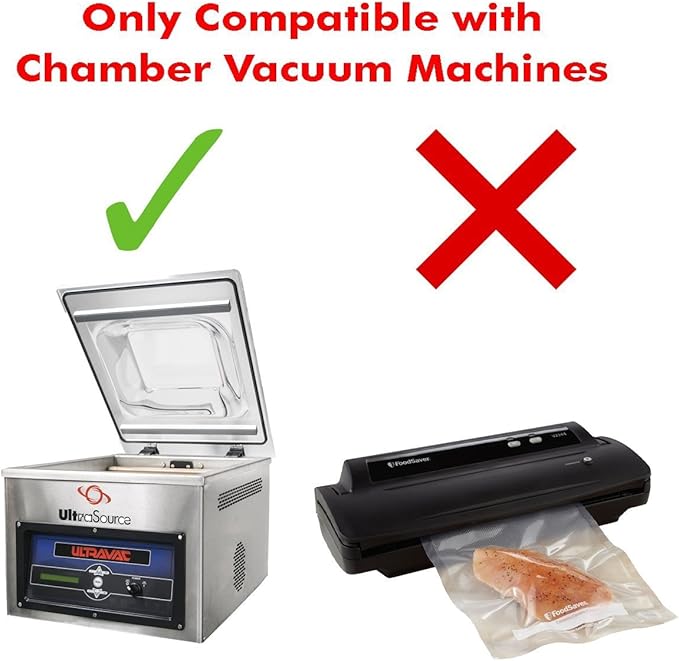 UltraSource - Chamber Machine Pouches 3 Mil Thickness, 16" x 16", Pack of 500 Vacuum Chamber Pouches, BPA-Free Pre-Cut Chamber Vacuum Sealer Bags with tear notch