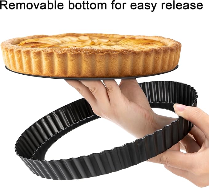 Tosnail 2 Pack 9 Inch Non-Stick Quiche Pan Tart Pan with Removable Loose Bottom