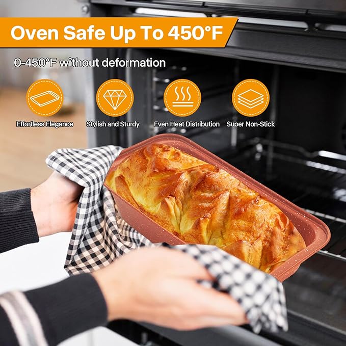 Spmarkt 2-Pack Loaf Pan, Nonstick Bread Pans, 10In Banana Bread Pan, Bread Pans for Homemade Bread, Loaf Pan for Family Parties, Beginner Bakers
