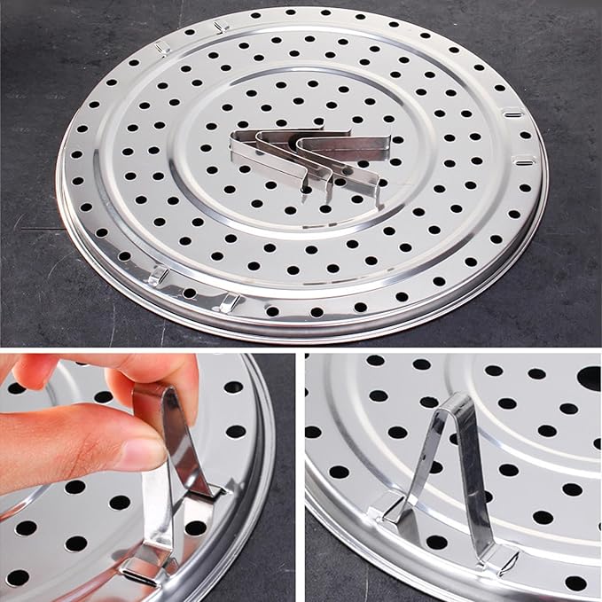 Stainless Steel 8.5 inch Steamer Basket with Removable Stand for Instant Pot Steamer Cooking - Silver 2PCS