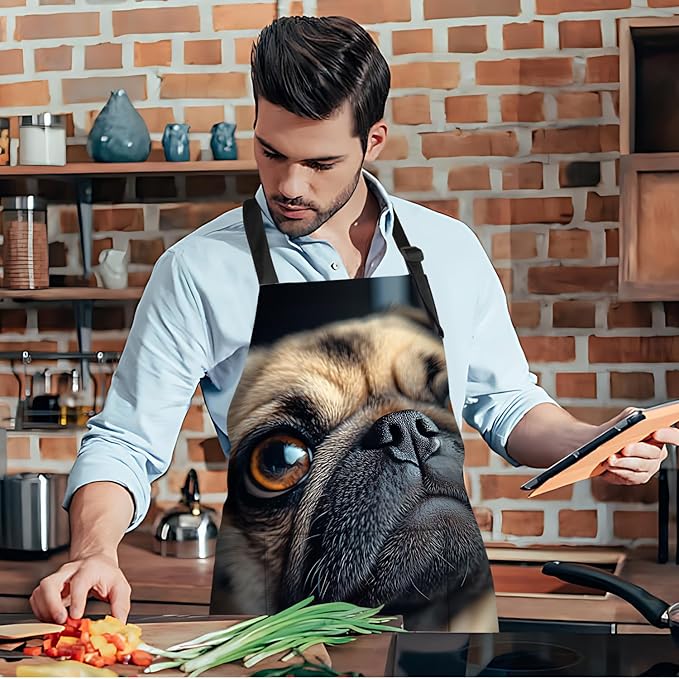 Funny Cat Apron with 2 Pockets Waterproof for Men Women Kitchen Garden Decor