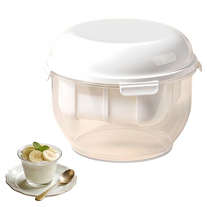 Yogurt Strainer with Spring-[2.2QT/0.56GAL] Large Capacity, [1.16QT/0.29GAL] Filter Volume, 304 Stainless Steel Mesh Yogurt Maker, BPA-Free Detachable Greek Yogurt Strainer for Homemade Thick Yogurt