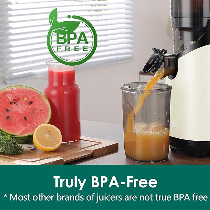 Cold Press Juicer Machines, Slow Masticating Juicer with 5.3" Extra Large Feed Chute Fit Whole Fruits & Vegetables, Self Feeding Effortless for Batch Juicing, BPA Free 250W (Silver, 1.8L)
