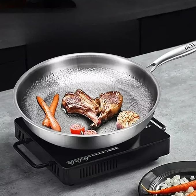 2026 new Titanium Hammered Pan Pro with Lid, titanium pans for cooking -Durable Scratch-Resistant Non Stick Titanium Nutri Pan for Cooking (10.23in)
