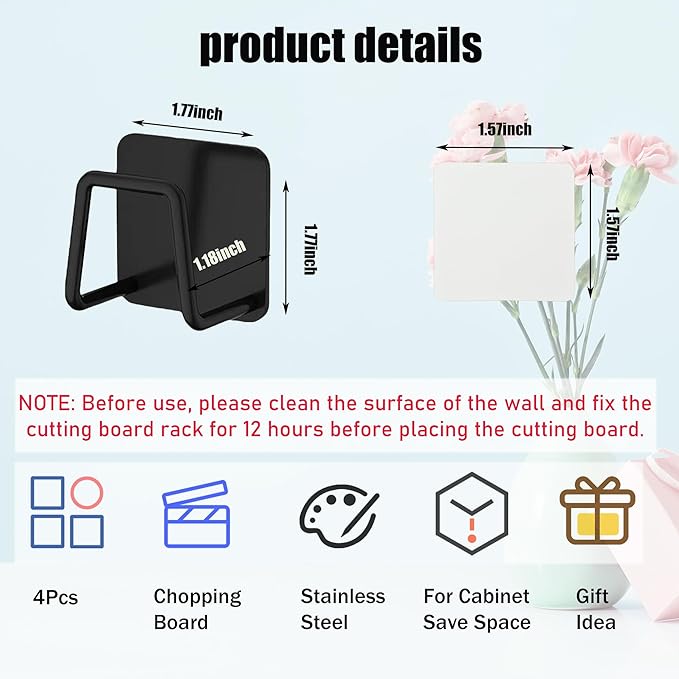 Under Cabinet Cutting Board Holder - 12 Pcs Pot Lid Organizer for Cabinet Rack Storage Stainless Steel Shelf Counter Chopping Board Holder (Black)