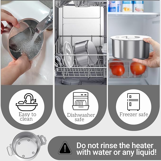 Electric Lunch Box, 33OZ Portable Food Warmer | 100W Rapid Heating & Leak-Proof 304 Stainless Steel | 3-in-1(Car 12V/24V & Home 110V) | Perfect for Work/Travel,On-the-Go,Ideal Gift for Men & Women
