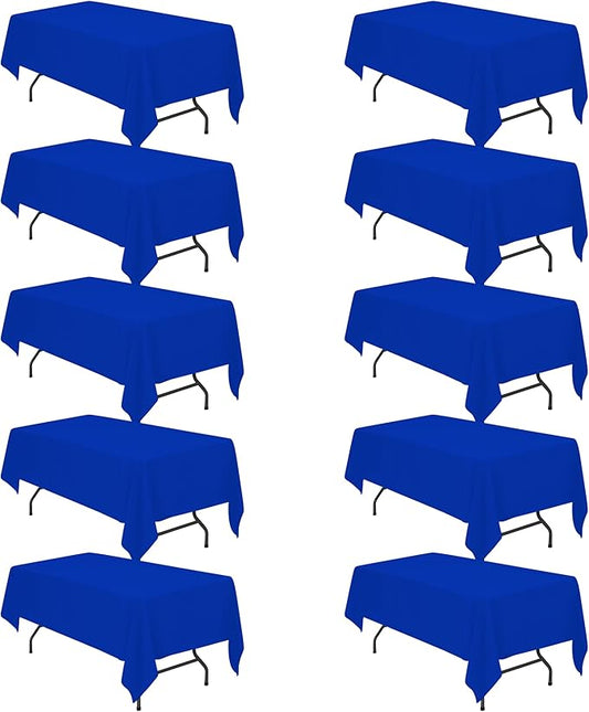 BRILLMAX 10 Pack Royal Blue Tablecloths 60 x 102 Inch for 6ft Rectangle Tables - 150 GSM Polyester Fabric, 15" Standard Drop, Water, Stain & Wrinkle Resistant Cloth Cover for Wedding Dining Buffet