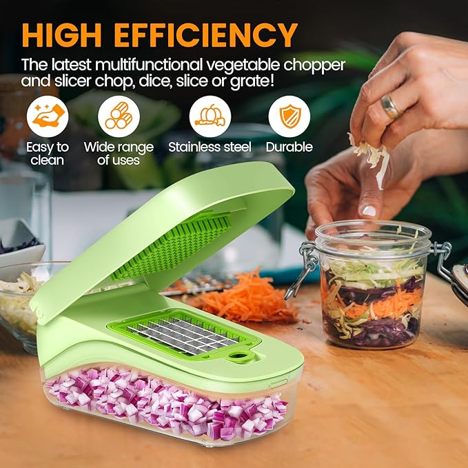 Pro-Series 17-in-1 Mandoline Slicer & Spiralizer, Veggie Chopper with Container for Onion Salad, Vegetable Slicer, Kitchen Gadgets, Food Processor, Vegetable Shredder with Container