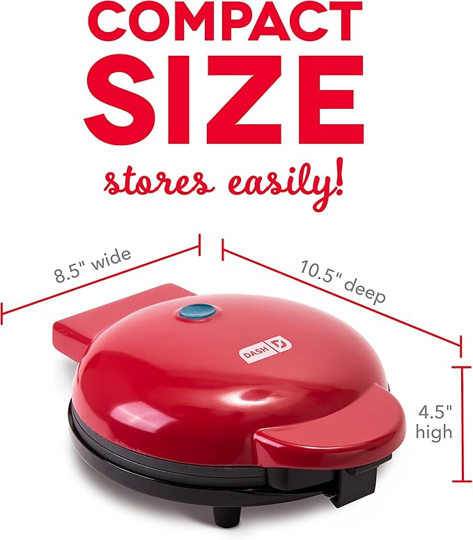 Dash Express Waffle Maker -Electric Waffle Maker for Creative Homemade Treats - Dual Nonstick Cooking Surfaces, Easy Food Release & Quick Cleanup - Compact, Space-Saving Design - 8 Inches - Red