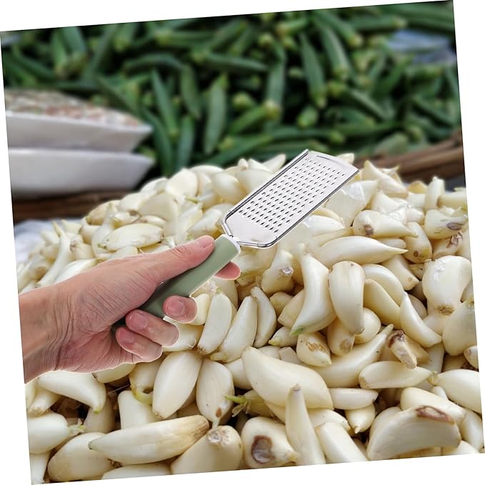 STOBAZA Stainless Steel Garlic Mincer Cheese Zester Versatile Handheld Kitchen Tool for Grating Garlic Ginger Cheese More Easy to Clean Safe Design