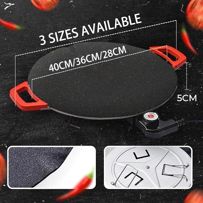 Non-Stick Electric Indoor Grill Pan, 11-15.74in Electric Griddle Nonstick, Multi-functional Korean Electric Indoor Grill, Smokeless Portable Electric Gril (40cm/16in)