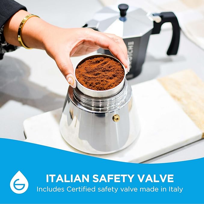 GROSCHE Milano Induction Stovetop Espresso Maker Moka Pot for Greca, Induction, Electric & Gas Stoves, Dishwasher Safe Stovetop Espresso Maker | 9 Espresso Cup, Black