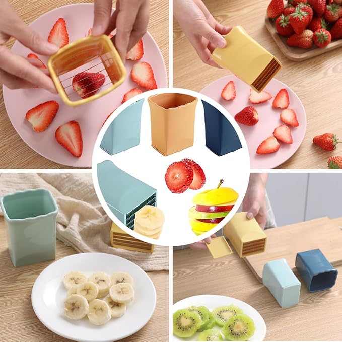 Strawberry Slicer，Cup Slicer，Egg Slicers ，Mini Fruit Slicer Cup，Cup Slicer Handheld，Creative Kitchen Gadget (Blue)