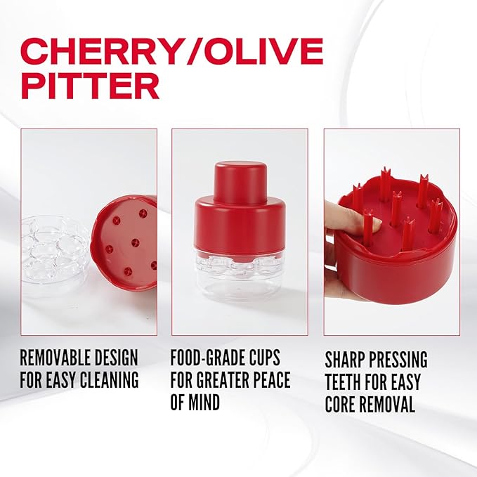 Cherry Pitter Tool Multiple Cherry Pit Seed Remover Labor-Saving Push Down Corer for 7 Stones at Once Easy to Use for Making Jam Safe to Dishwasher