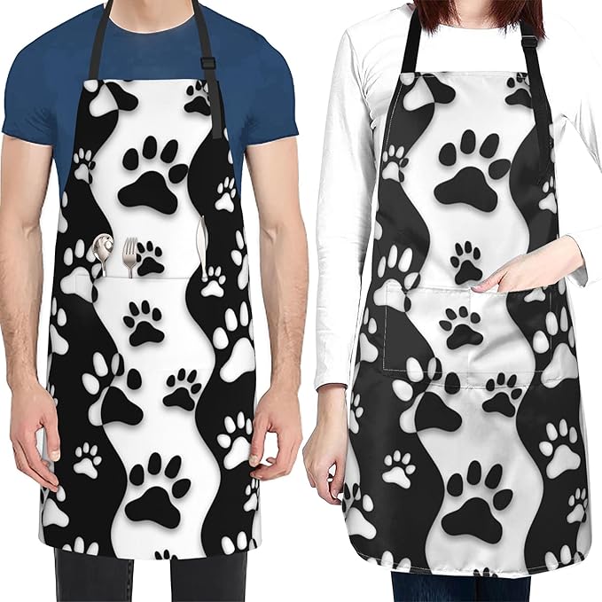 Apron with Pockets Aprons for Women Men Kitchen Chef Apron for Cooking Gardening Server Waitress Painting