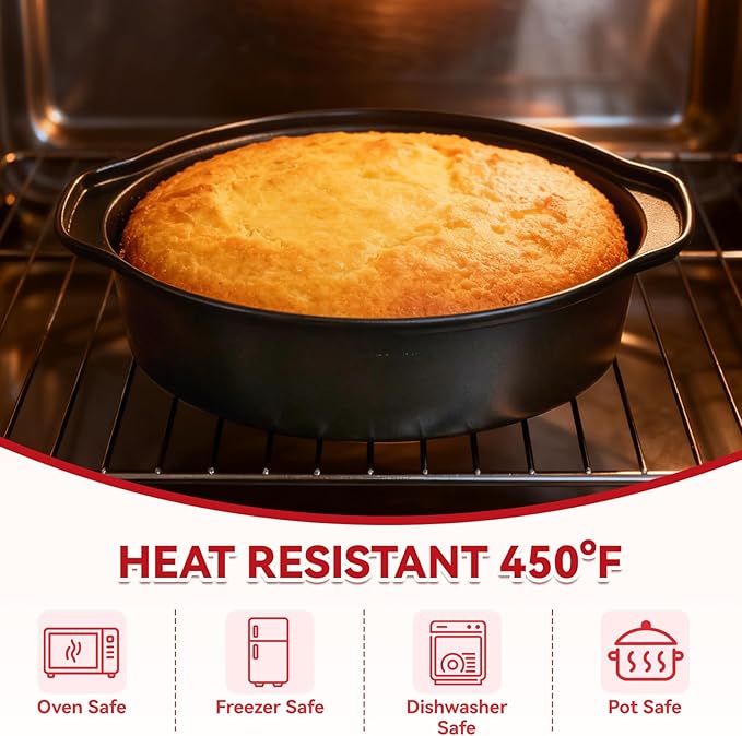 Funnydin 6 Inch Cake Pans - 3PCS Carbon Steel Cake Pan with 200 Parchment Papers, Round Cake Pans with Handle, Nonstick & Non-Toxic, Easy Demolding & Dishwasher Safe