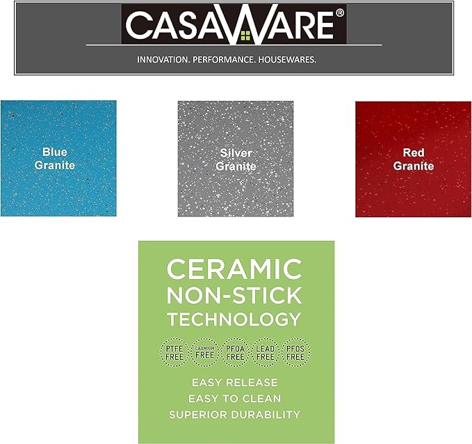 casaWare Perforated Pizza Pan 12-inch, Ceramic Coated NonStick (Silver Granite)