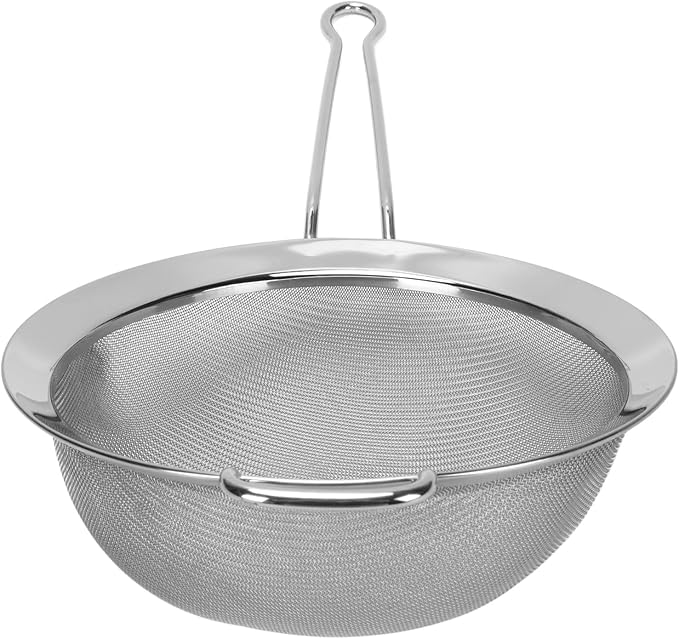 316 Stainless Steel Mesh Strainer, Large Wire Sieve Sifter Colander, Food Strainer Steel Colander with Sturdy Handle for Pasta Fruits Vegetables