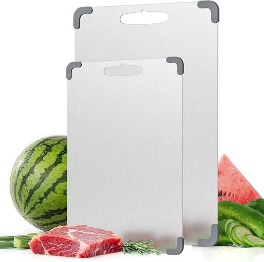 2 Pack Premium Pure Cut Titanium Cutting Board – Dual‑Sided, Non‑Toxic, Non‑Slip & Dishwasher Safe – Ideal Titanium Cutting Boards for Kitchen Medium and Small