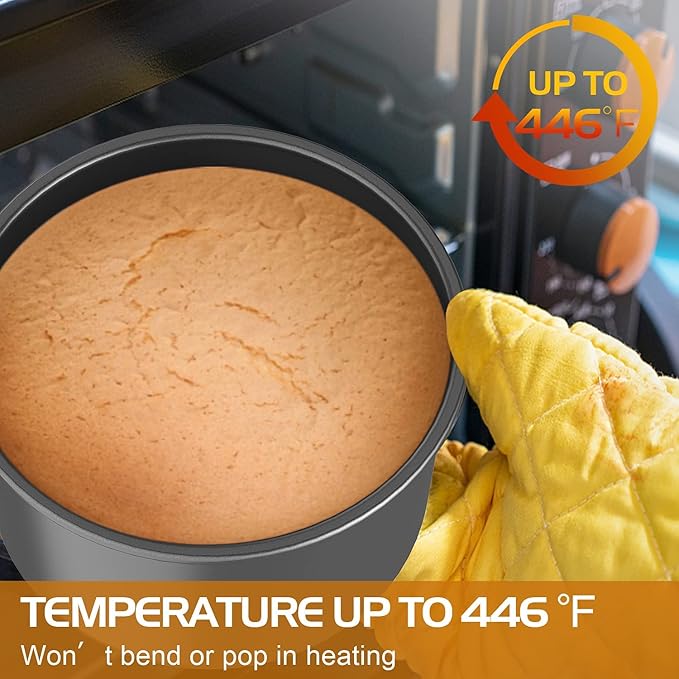 CHEFMADE Bakeware Round Cake Pan 2 Pieces, 6-Inch and 8-Inch with Removable Loose Bottom Nonstick & Quick Release Coating Chiffon Bakeware for Oven and Instant Pot Baking (Black)