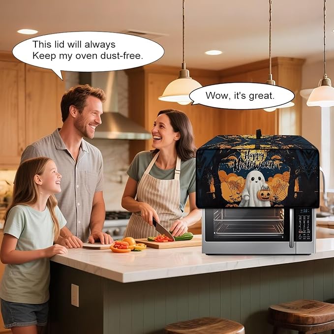 Doojoayie Ghost Toaster Cover 4 Slice Kitchen Appliance Covers Halloween Kitchen Appliance Dust Protector 18.5"x14.5"x 9" Compatible with Toaster/Bread Machine