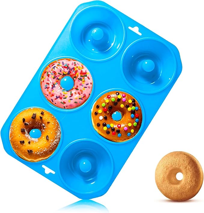 Cupidove Silicone Donut Pans, Mini Silicone Baking Molds Donut Pans for Baking Tasty Donuts, Bagels, Cakecups and More (2-Blue)