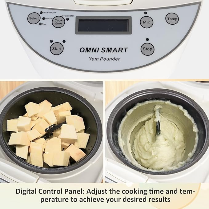 Pliyhong Yam Pounding Machine 3L 700W Electric African Food Cooker to Make Pounded Yam, Plantains, Cocoyams,Cassava FuFu COOK AND POUND