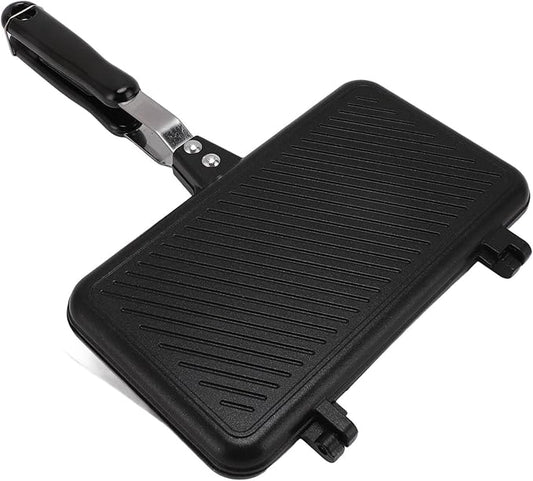 KIMISS Nonstick Waffle Maker Pan, Portable Stovetop Aluminum Waffle Pan, Ideal for Quick Family Breakfast and Outdoor Camping Baking (18.5x39.5cm/7.3x15.6in)