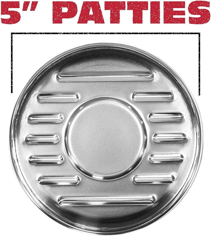 BBQ-Aid Porcelain Burger Press 5"- Round Burger Smasher for Grilling Evenly, Stuffed Burgers- Hamburger Press Patty Maker Perfect for Flat Top Griddle Grill Cooking, Stainless Steel Burger Press