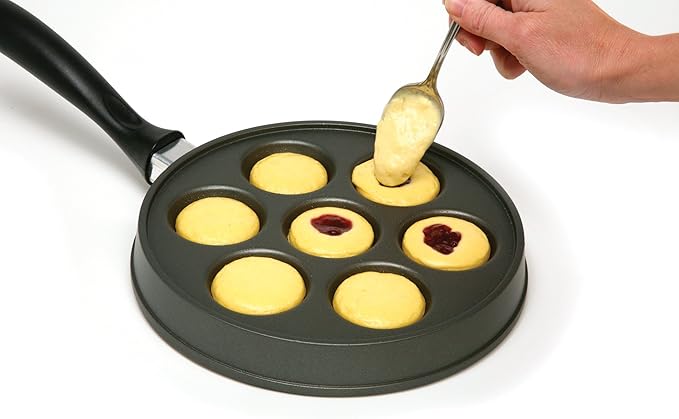 Norpro Nonstick Stuffed Pancake Pan, Munk/Aebleskiver/Ebelskiver 16.5″ x 9″ x 1.25″ Black