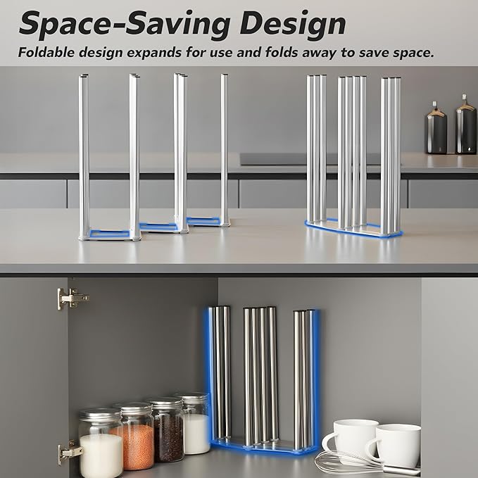 Water Bottle Drying Rack, Cup Drying Rack for Counter, Stainless Steel Tumbler Dryer Stand, Space-Saving Mug & Glass Drying Rack, Heavy-Duty Holder for Cups & Water Bottles (Silver – 10 Pegs)