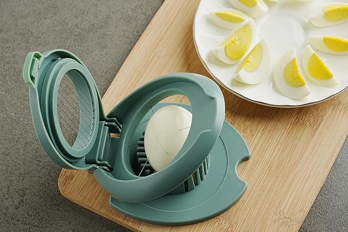 New Talent Slicing Styles Egg slicer Hard Boiled eggs Kitchen helper Dishwasher Safe（Beige）