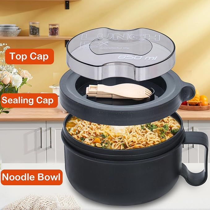 Ramen Bowl,Ramen Cooker,Microwave Ramen Bowl,Microwave Safe Soup Bowl,Portable Ramen Cooker, Instant Ramen Noodle Bowls For Home Office Dorm Apartment motor home etc