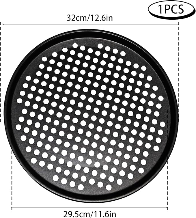 WINDAWNKE 12 Inch Round Pizza Pan with Holes, Carbon Steel Pizza Pans for Frozen & Homemade Pizza, Nonstick Pizza Tray for Oven